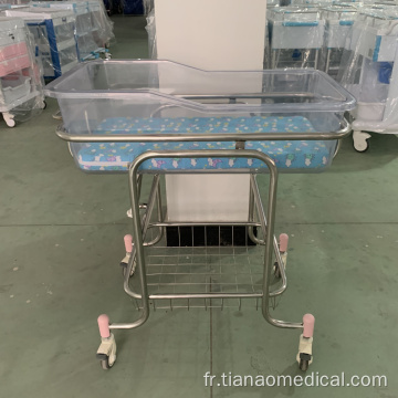 Lit bébé transparent en acier inoxydable pour hôpital